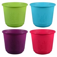 Colorful Embossed Plastic Planters — Dollar Tree