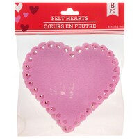 Felt Hearts, 6-in, 8-ct. Packs of Red, White and Pink — Dollar Tree penny item