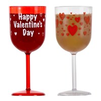 Valentine Plastic Printed Wine Glasses — Dollar Tree