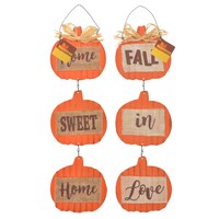 Dangling Burlap and Metal Pumpkin Wall Signs, 20 in. — Dollar Tree (SKU 256982)