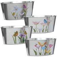 Galvanized Metal Floral Planters — Dollar Tree