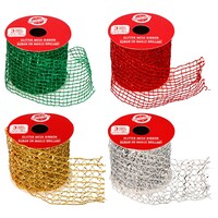 Christmas House Glitter Mesh Ribbon, Assorted Colors, 1-Count. — Dollar Tree