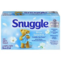 Snuggle Blue Sparkle Fabric Softener Dryer Sheets, 120-Count. Boxes — Dollar Tree