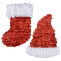 Christmas House Tinsel Hat and Stocking Wall Decorations — Dollar Tree penny item