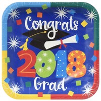 Square Graduation Class of 2018 Paper Plates, 14-ct. Packs — Dollar Tree (SKU 269745)