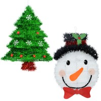 Tinsel Snowman and Tree Wall Decorations — Dollar Tree penny item