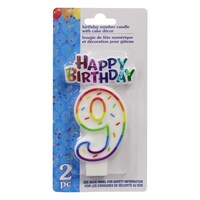 Number "9" Birthday Candles with Cake Décor, 2-Piece. Sets — Dollar Tree