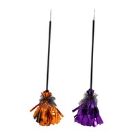 Tinsel Witch Broom Halloween Decor, Assorted Colors, 1-Count. — Dollar Tree