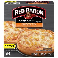Red Baron Four Cheese Deep Dish Personal Frozen Pizza, 2-Piece. Pack — Dollar Tree