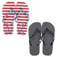 Ladies' Anchor & Polka Dot Patterned Rubber Flip-Flops — Dollar Tree (SKU 270793)
