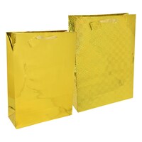 Voila Extra-Large Gold Foil and Holographic Gift Bags, 12x10x5 in. — Dollar Tree