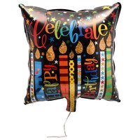 Square Celebrate Birthday Candles Foil Balloons, 18x18-in. — Dollar Tree