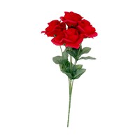Floral Garden 5-Stem Red Velvety Blooming Roses, 14 in. — Dollar Tree