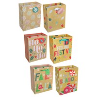 Seasonal Collection Brown Christmas Gift Bag, Assorted Designs, 2-Piece Pack. — Dollar Tree