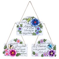 Cement Flowers and Butterflies Hanging Plaques, 9.5x7.125x0.625 in. — Dollar Tree