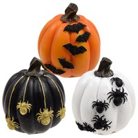 Polyresin Pumpkins with Creepy Accents, 3.5 in. — Dollar Tree (SKU 275815)