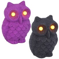Glittery Plastic Owls with Battery-Operated LED Eyes — Dollar Tree (SKU 222951)