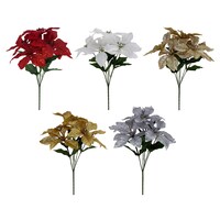 Artificial Glitter Poinsettia Bouquet, Assorted Colors — Dollar Tree