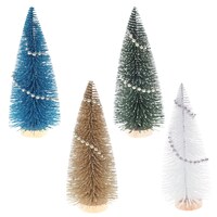 Christmas House Bottle Brush Christmas Tree Decor With Garland, Assorted Colors. — Dollar Tree