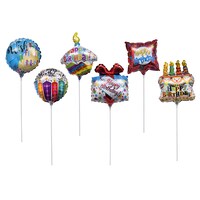 Pre-Inflated Mini "Happy Birthday" Balloons on Sticks — Dollar Tree