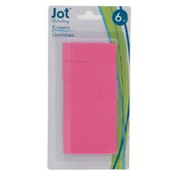 Jot Pink Erasers, 6-Piece Pack. — Dollar Tree