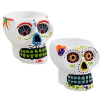 Day of the Dead Painted Skull Polyresin Tealight Candleholders — Dollar Tree (SKU 279301)
