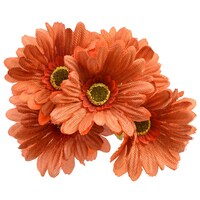Floral Garden 5-Stem Tangerine Burlap Gerbera Daisy Bushes, 13 in. — Dollar Tree