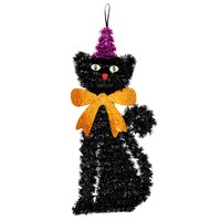 Halloween Tinsel Black Cat Hanging Wall Decor, 17.5x7 in — Dollar Tree