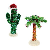 Christmas 3D Tinsel Tabletop Palm Tree & Cactus Decorations, 13x9.85x8.66-in. — Dollar Tree