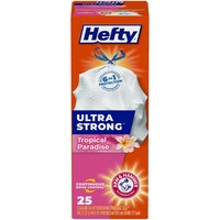 Hefty Ultra Strong 13 Gallon Tall Kitchen Tropical Paradise Scented Drawstring Trash Bags, 25 Count. — Dollar Tree