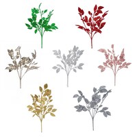 Christmas House Artificial Glitter Decorative Leaves Bush, Assorted Colors — Dollar Tree