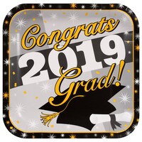 Congrats 2019 Grad Paper Party Plates, 9x9 in. — Dollar Tree (SKU 288350)