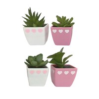 Floral Garden Valentine Square Artificial Succulents, 3.125x1.875x2.875-in. — Dollar Tree