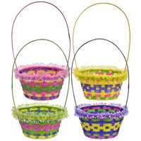 Round Bamboo Easter Baskets with Lace Trim, 15.5 in. — Dollar Tree (SKU 170105)