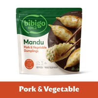 Bibigo Mandu Fully Cooked Extra Large Pork and Vegetable Dumplings, 1-Count. — Dollar Tree