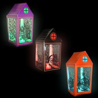 Folding Halloween Lanterns with LED Tealights, 10.125x5x5 in. — Dollar Tree (SKU 313653)