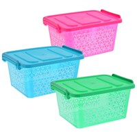Trendy Printed Plastic Storage Boxes with Clip-Lock Lids — Dollar Tree (SKU 219432)