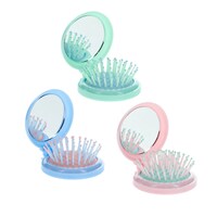 Folding Brush With Mirror, Assorted Colors — Dollar Tree