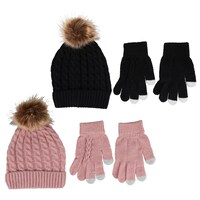 Cable Knit Hat and Glove Set, Assorted Colors, 3-Piece Pack. — Dollar Tree