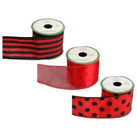 Floral Garden Red & Black Ribbons, 2.5-in x 3-yds. — Dollar Tree
