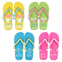Ladies' Sentiment Rubber Flip-Flops — Dollar Tree (SKU 288559)