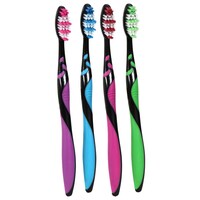 Pro-Teque Black Colorful Medium-Bristle Toothbrush, Assorted Colors, 2-Piece Pack — Dollar Tree