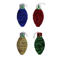 Tinsel 3D Bulb Decor, Assorted Colors — Dollar Tree