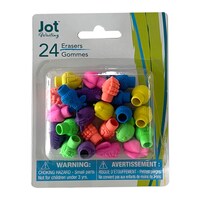 Jot Topper Erasers, Assorted Colors, 24-Piece Pack. — Dollar Tree