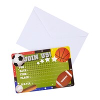 All-Sports Party Invitations with Envelopes, 10-Count. Packs — Dollar Tree