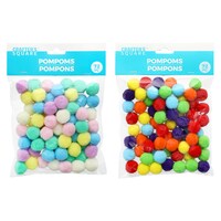 Crafter's Square Pom Poms, Assorted Patterns, 72-Piece Pack. — Dollar Tree