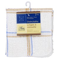 Home Collection White/Blue Plaid Dishcloths, 2-Count. Packs — Dollar Tree