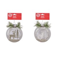 Christmas House Reindeer And Christmas Tree Glitter Ball Ornament, Assorted Styles — Dollar Tree