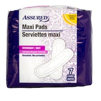 Assured Overnight Maxi Pads, 7-ct. Packs — Dollar Tree (SKU 211199)