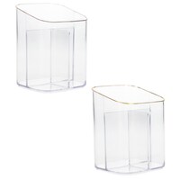 Divided-Compartment Crystal Pen Holder with Gold Rim, 1 Count. — Dollar Tree